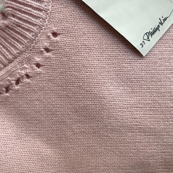 NWT 3.1 Phillip Lim $425 Pink Scalloped Pointelle-Knit Wool Cashmere Sweater XS - Picture 12 of 16